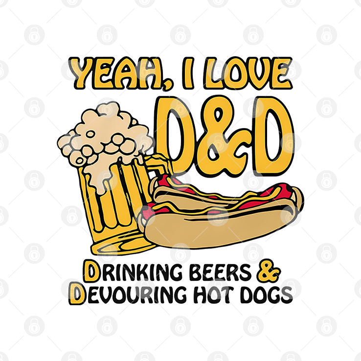 Yeah I Love D&D Drinking Beers And Devouring Hot Dogs Shirt Unisex