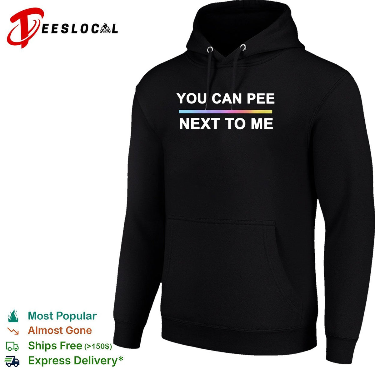 You can pee next to me LGBTQ pride rainbow gradient text design unisex fit shirt Unisex