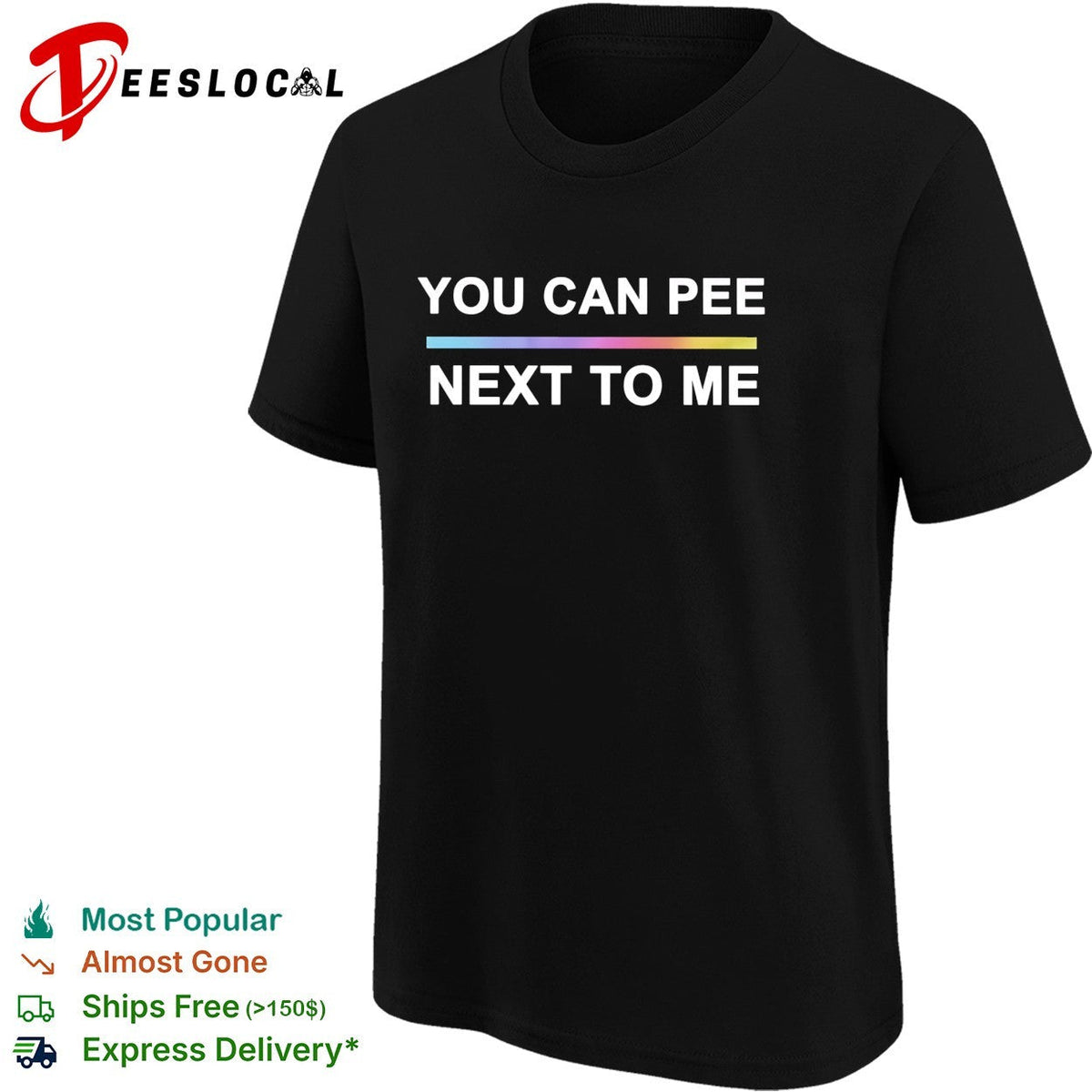 You can pee next to me LGBTQ pride rainbow gradient text design unisex fit shirt Unisex