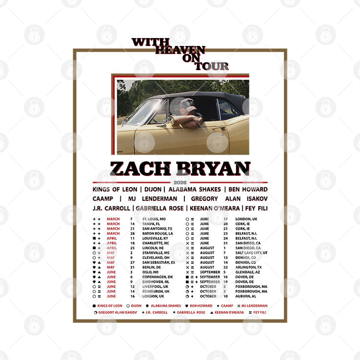 Zach Bryan With Heaven On Tour 2026 T Shirt Unisex
