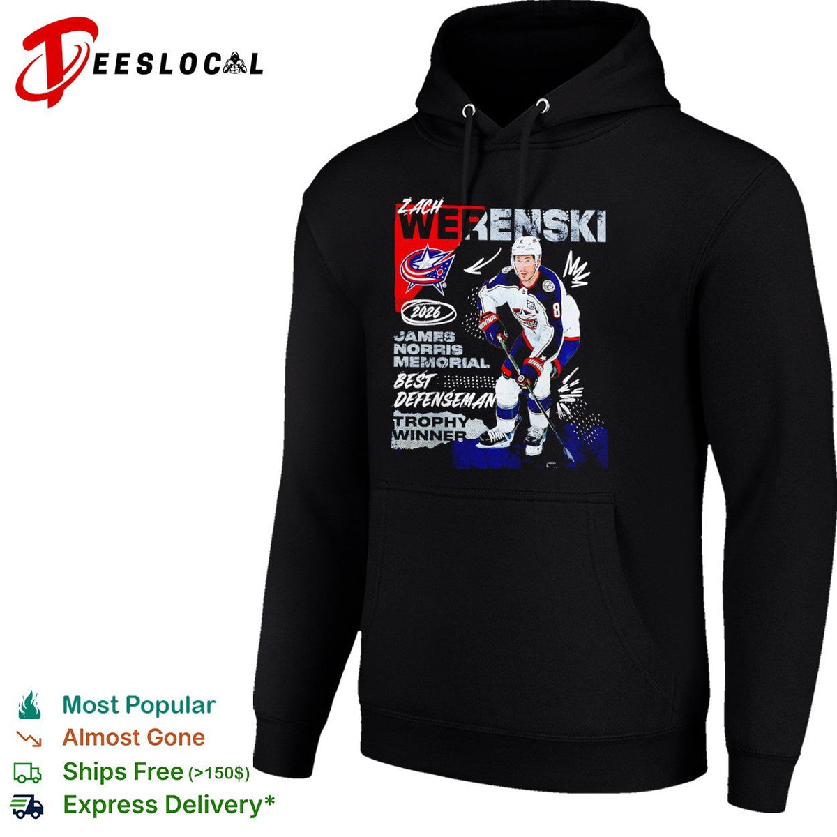 Zach Werenski Columbus Blue Jackets 2026 James Norris Memorial Trophy Winner shirt Unisex