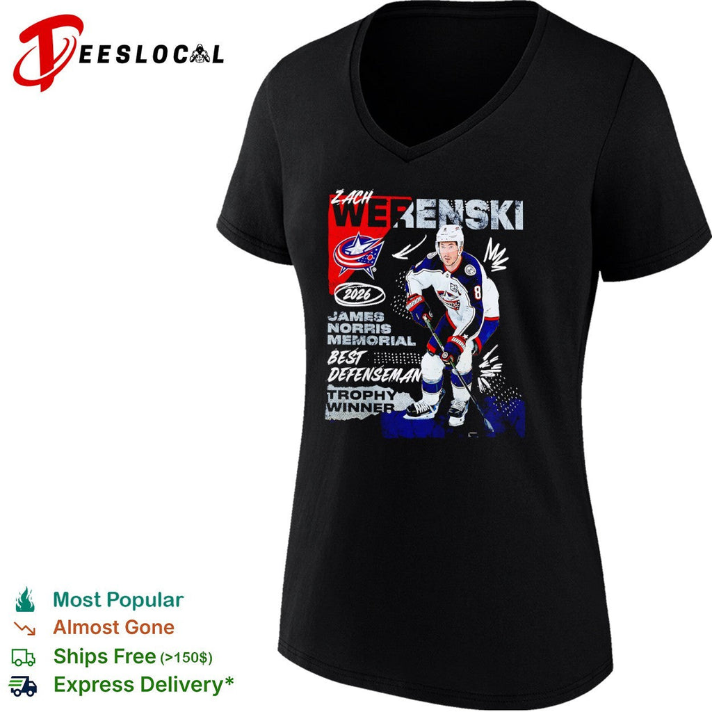 Zach Werenski Columbus Blue Jackets 2026 James Norris Memorial Trophy Winner shirt Unisex
