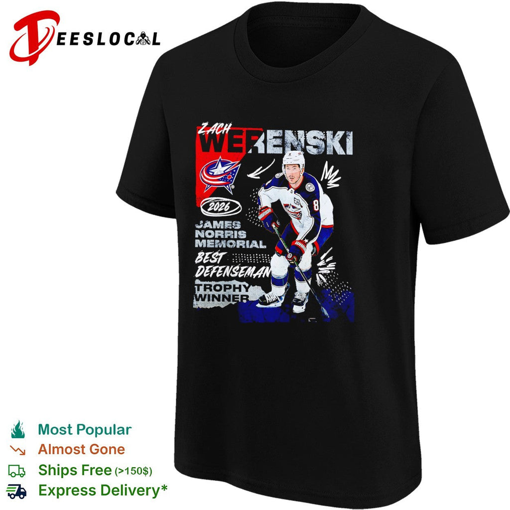 Zach Werenski Columbus Blue Jackets 2026 James Norris Memorial Trophy Winner shirt Unisex