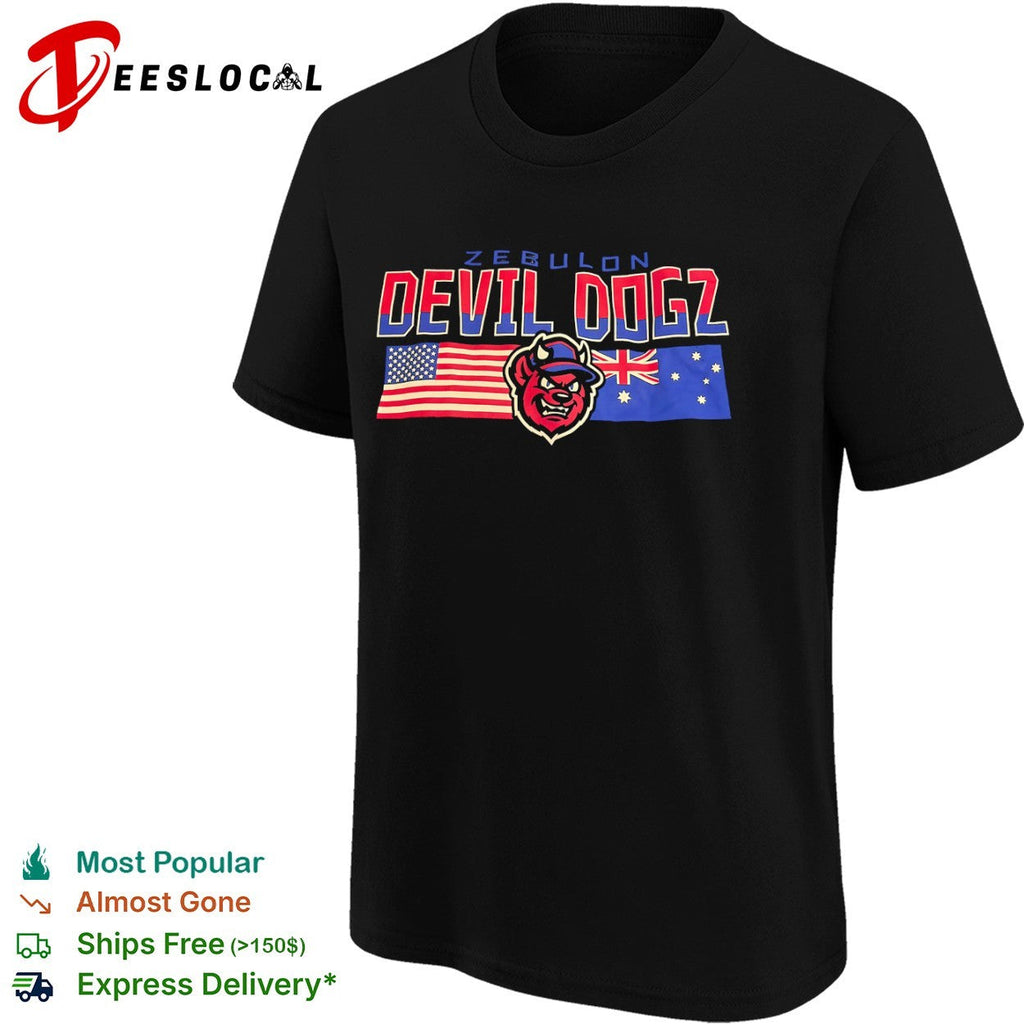 Zebulon Devil Dogz American and Australian Flag shirt Unisex