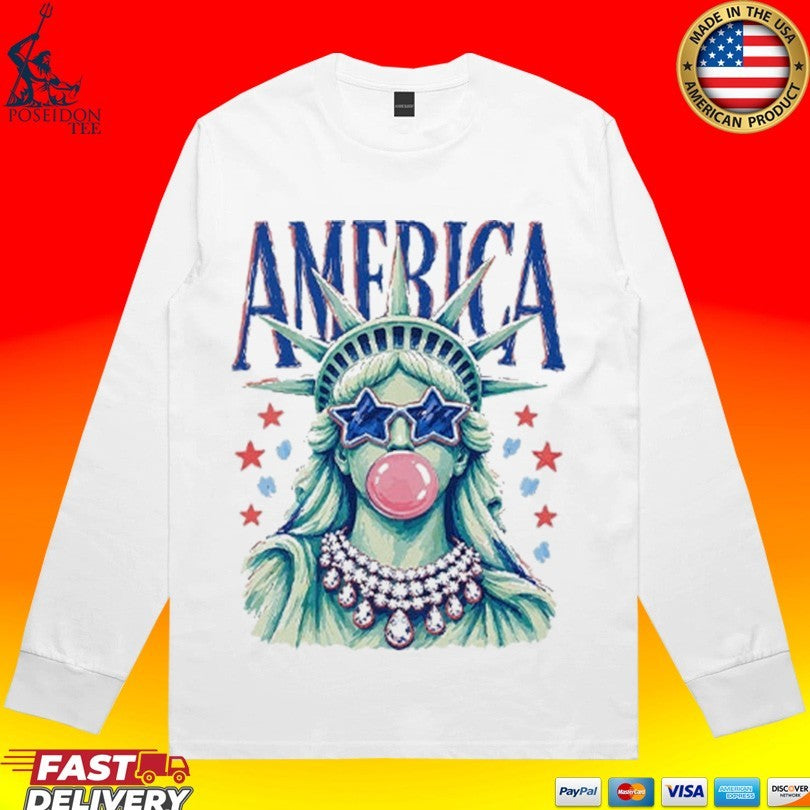 America Statue Of Liberty Blowing Bubble Gum 4th Of July Unisex