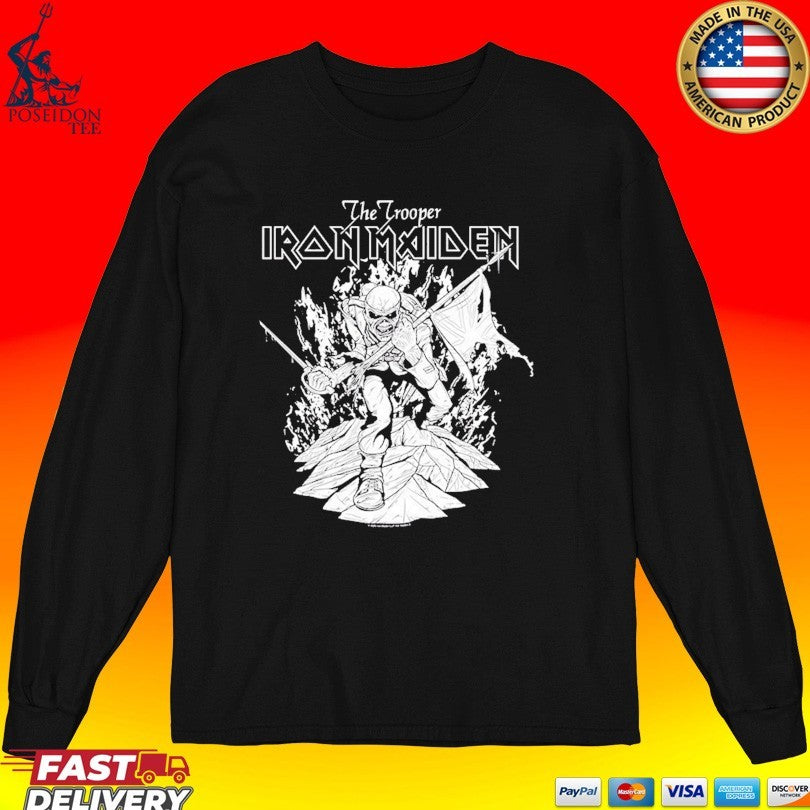 Amplified Iron Maiden Black And White Flames Unisex