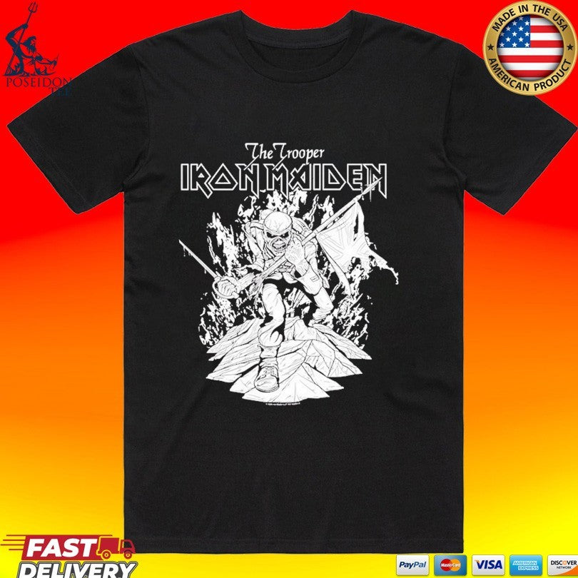 Amplified Iron Maiden Black And White Flames Unisex