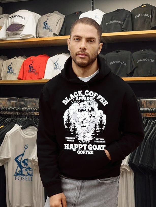 Black Coffee Forever Awake Better Together Happy Goat Unisex