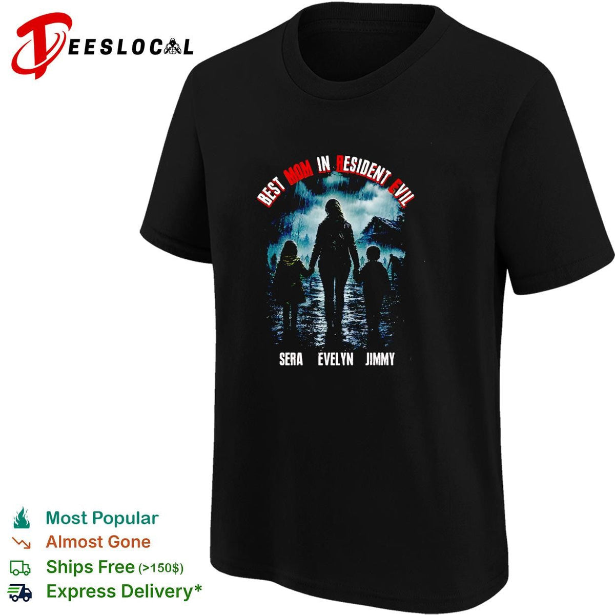 mom in Resident Evil family silhouette walking in the rain poster shirt Unisex