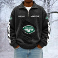 New York Jets Custom Name Quarter Zip Pullover Sweatshirt - Multicolor