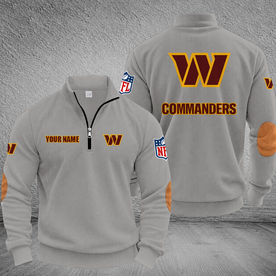 Customized Washington Commanders Striped Quarter-Zip Sweatshirt