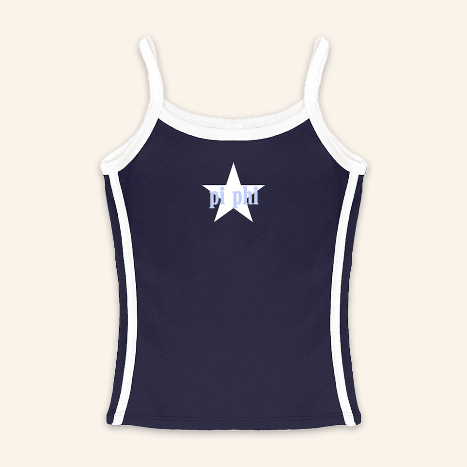 Pi Beta Phi Center Stage Sorority 3D Spaghetti Strap Tank Top Pi Phi Alumna Apparel Girlfriend Gifts