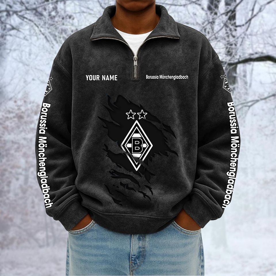 Monchengladbach Custom Name Quarter Zip Pullover Sweatshirt - Multicolor