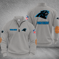 Custom Carolina Panthers Striped Quarter-Zip Sweatshirt