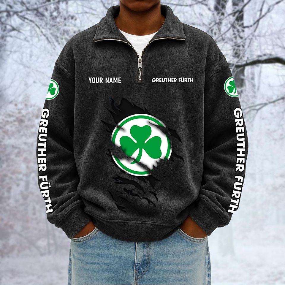 SpVgg Greuther Furth Custom Name Quarter Zip Pullover Sweatshirt - Multicolor