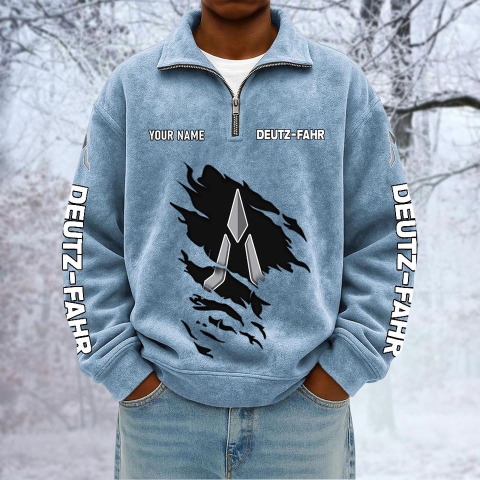 Deutz Fahr Custom Name Quarter Zip Pullover Sweatshirt - Multicolor
