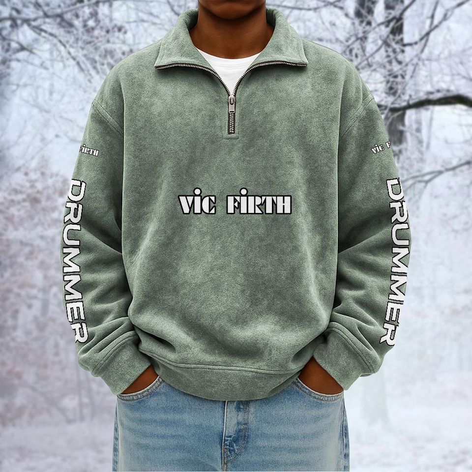 Vic Firth Unisex Quarter Zip Pullover Sweatshirt - Multicolor