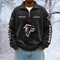 Atlanta Falcons Custom Name Quarter Zip Pullover Sweatshirt - Multicolor