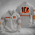 Cincinna B-engals Striped Half-Zip Sweatshirt