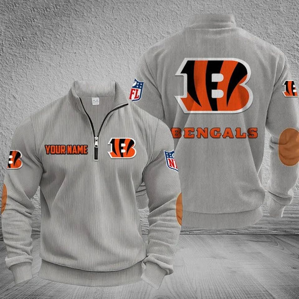 Cincinna B-engals Striped Half-Zip Sweatshirt