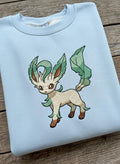 Leafeon PKM Embroidery, Embroidered Anime Sweatshirt, Embroidered Anime Shirt, Anime Lover Sweatshirt, Gift For Her