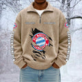Bayern Munchen Custom Name Quarter Zip Pullover Sweatshirt - Multicolor