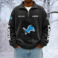 Detroit Lions Custom Name Quarter Zip Pullover Sweatshirt - Multicolor