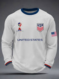 Men's USA Soccer Supporter Print Waffle Sweatshirt, USA World Cup 2026 Sweatshirt