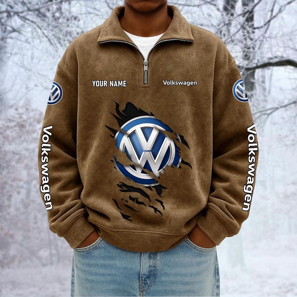 Volkswagen Custom Name Quarter Zip Pullover Sweatshirt - Multicolor