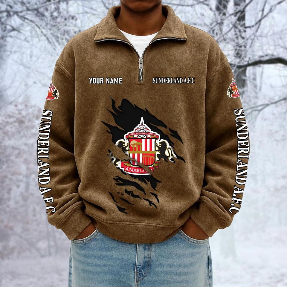 Sunderland Custom Name Quarter Zip Pullover Sweatshirt - Multicolor