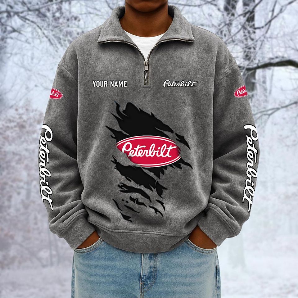Peterbilt Custom Name Quarter Zip Pullover Sweatshirt - Multicolor
