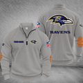 Customized Baltimore Ravens Striped Quarter-Zip Sweatshirt