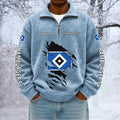 Hamburger SV Custom Name Quarter Zip Pullover Sweatshirt - Multicolor