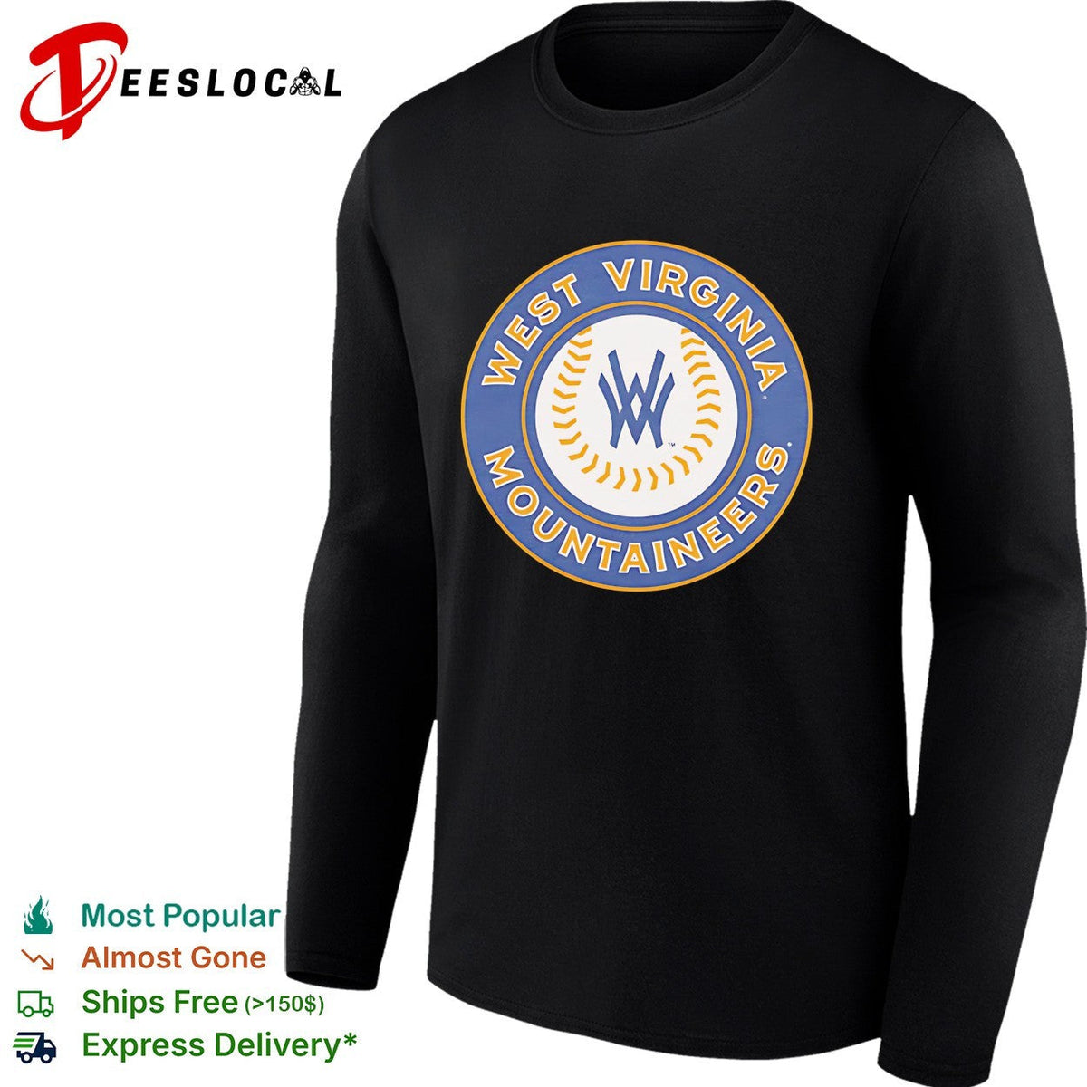 West Virginia Mountaineers WW circle monogram baseball logo shirt Unisex