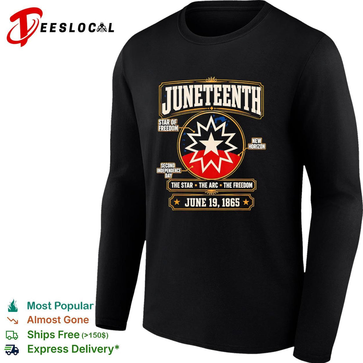 Juneteenth star of freedom second independence day June 19 1865 shirt Unisex
