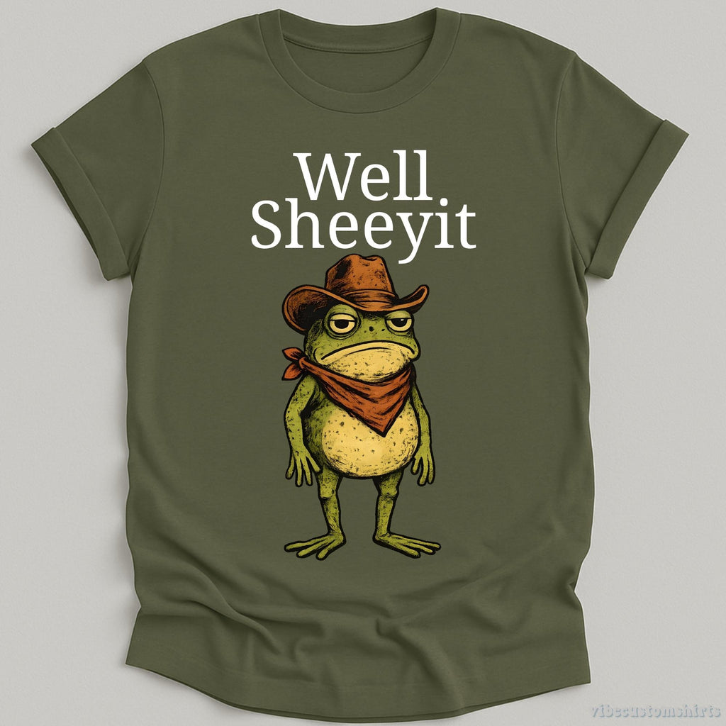 Well Sheeyit Frog Cowboy Southern Western Tee Sarcastic Frog Country Humor Vintage Frog