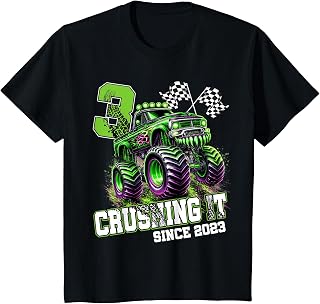 Monster Truck 3rd Birthday Boy Crushing Since 2023 Unisex