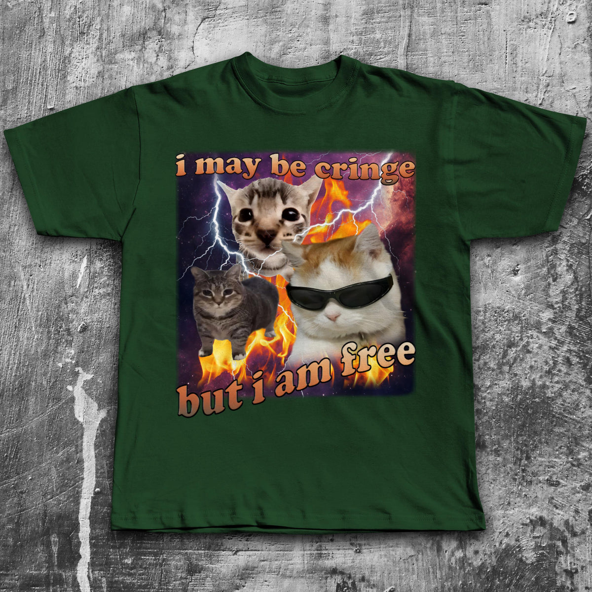 May Cringe Am Free Cat Meme Tee Woman Man Silly Cats Stupid Joke Ironic