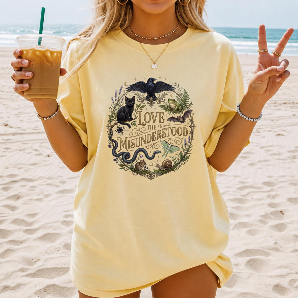 Love Misunderstood Comfort Colors Bat Raven Cat Snake Frog Moth Tee