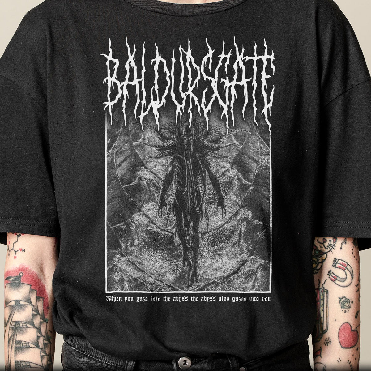 Baldurs Gate Black Metal Mindflayer Illithid Game Tee Unisex