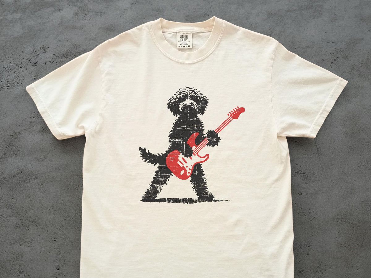 Goldendoodle Rock Guitar Music Lover Tee Doodle Mom Dad Gif Rock Dog