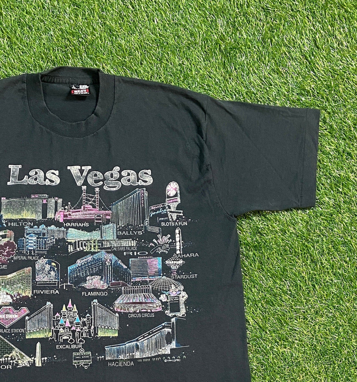 Vintage Las Vegas Tee Fruit Loom Made Usa Size Large Hotel Casino Gambling Nevada 1990s 90s