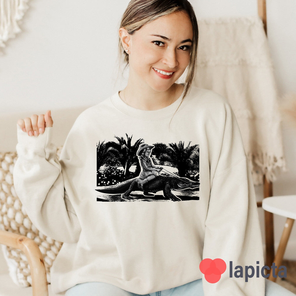 Girl Riding Alligator Alligator Crocodile Alligator Unisex
