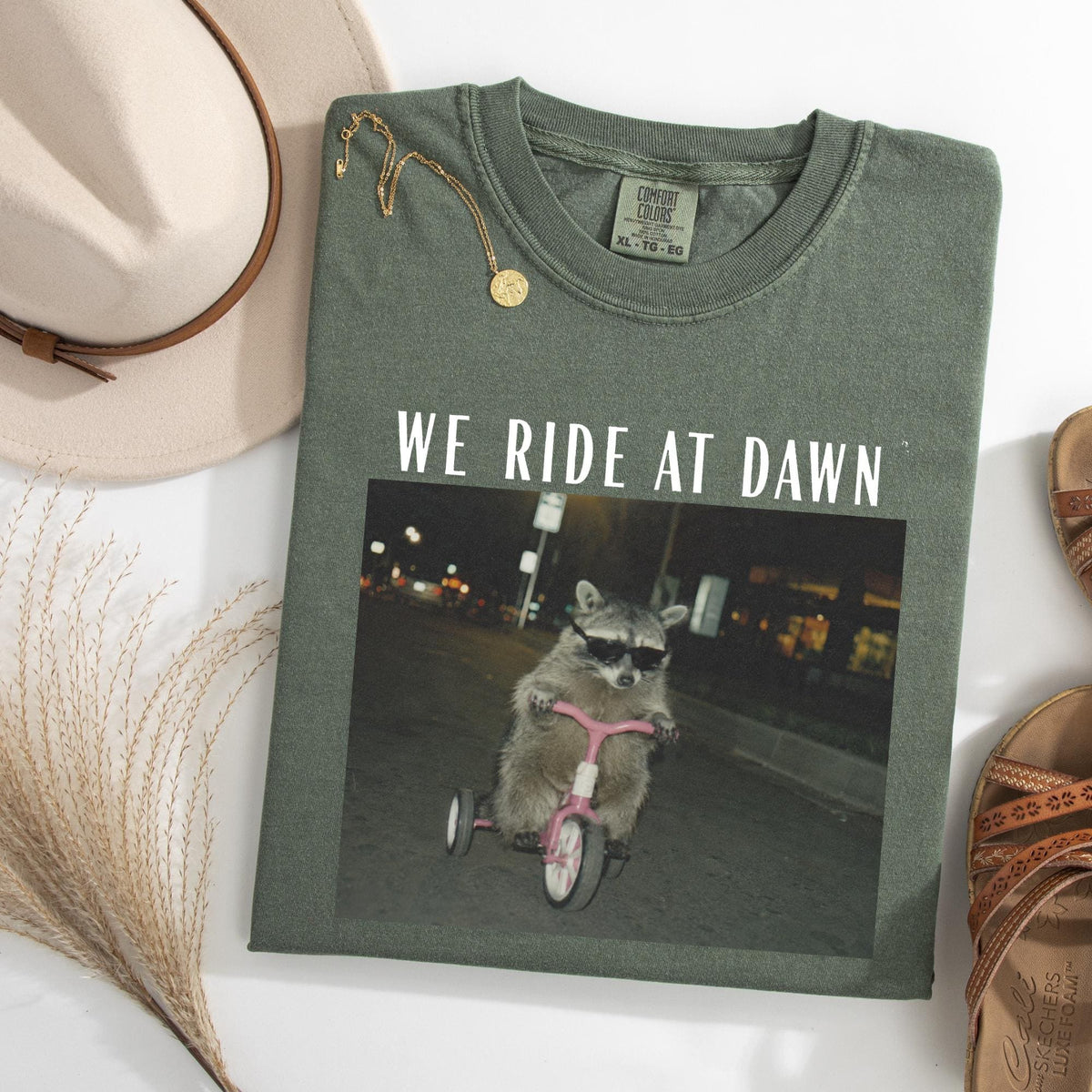 Ride Dawn Racoon Chaotic Humor Unisex