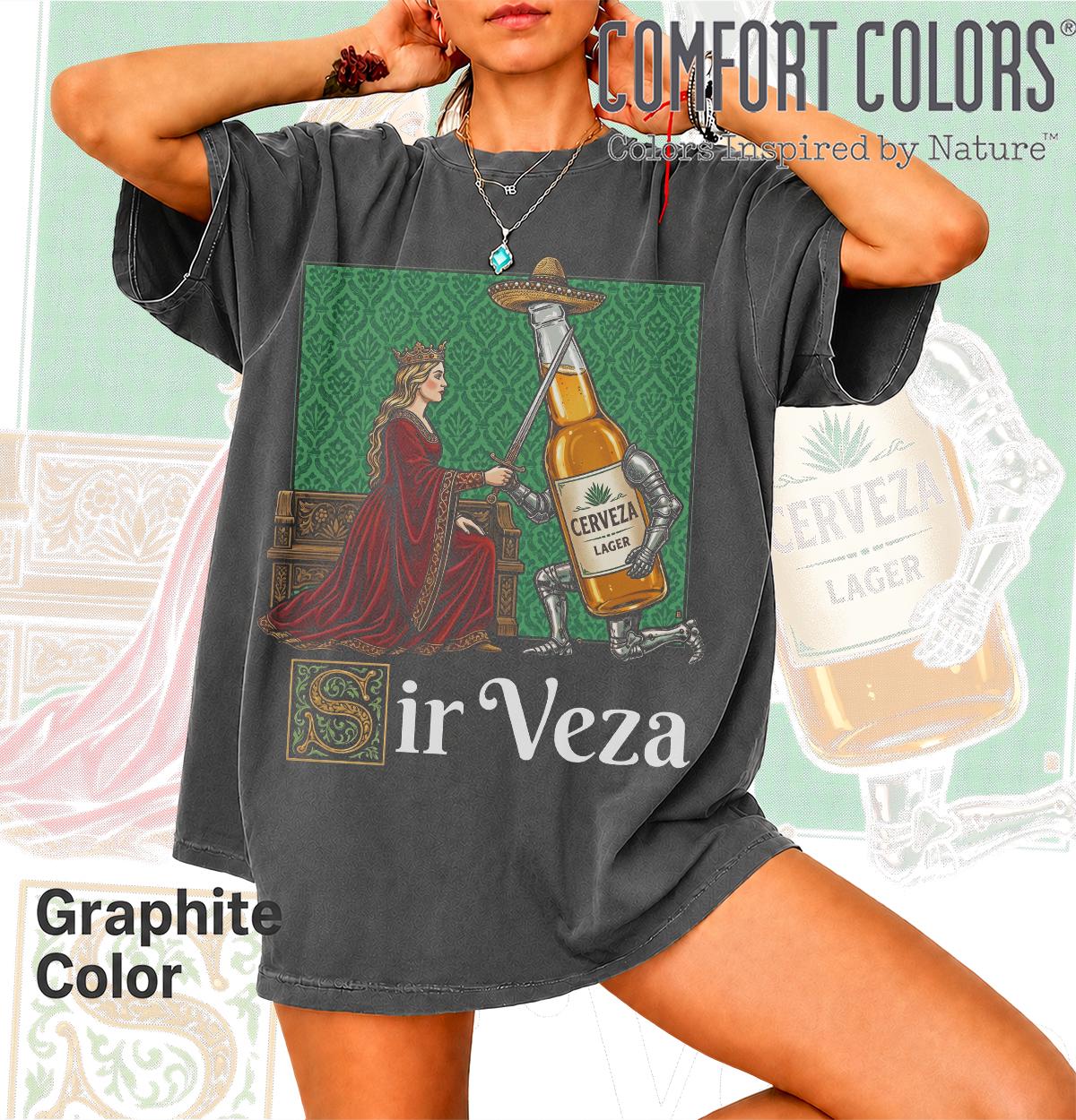 Sir Veza Medieval Beer Vintage Knight Ale Fantasy Drinking Renaissance Humor Tee Bk