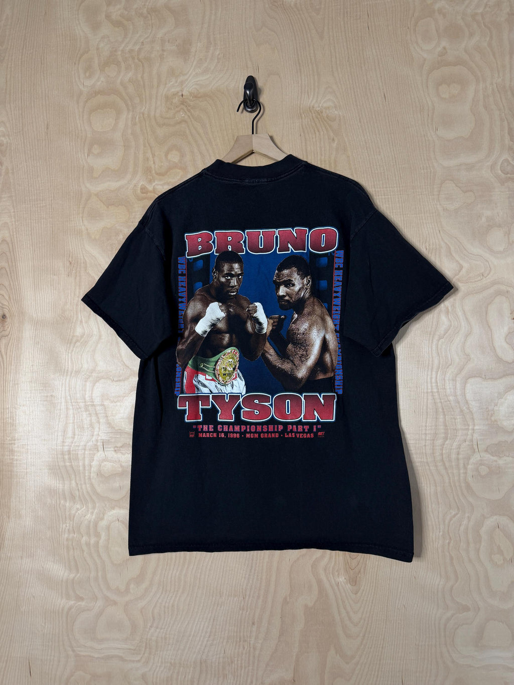 Vintage 90s Mike Tyson Frank Bruno Fight Promo Black Size Xl