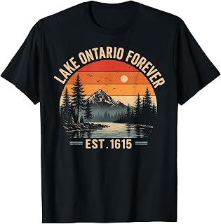 Vintage Lake Ontario Retro Sunset Pine Trees Outdoors Unisex