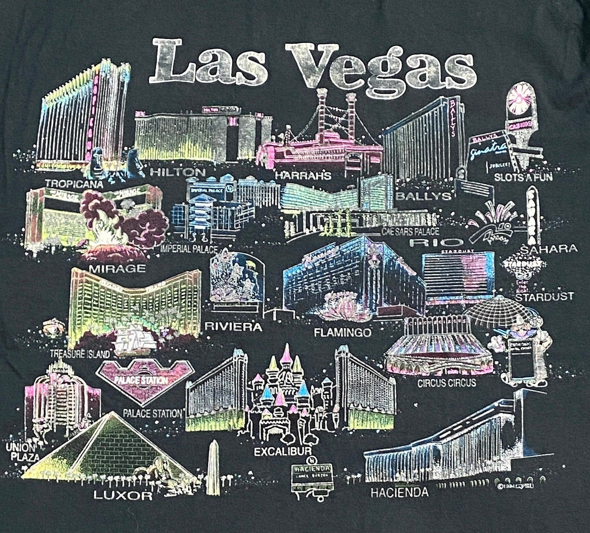 Vintage Las Vegas Tee Fruit Loom Made Usa Size Large Hotel Casino Gambling Nevada 1990s 90s