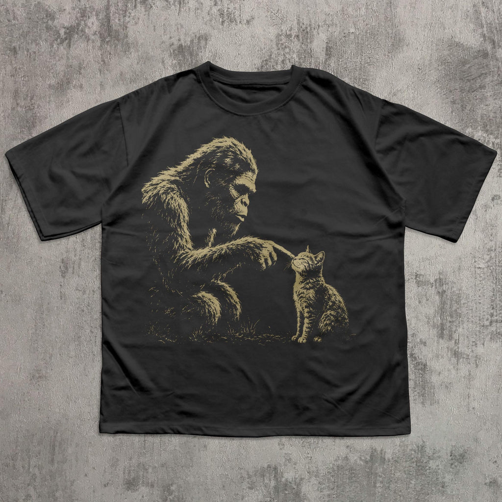 Bigfoot Booping Ca Sasquatch Cat Lover Tee Bigfoot Kitten Cryptid Lover Comfort Colors Tee