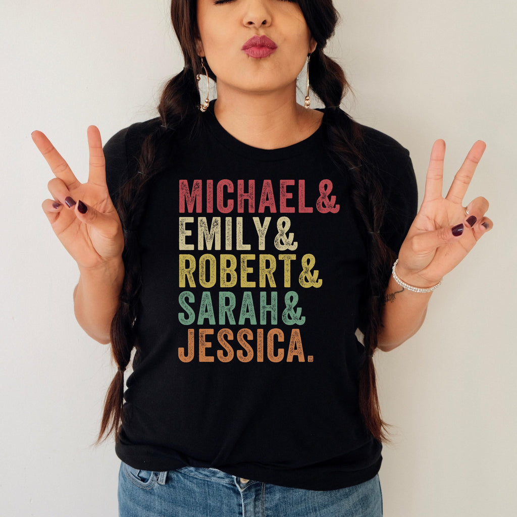 Custom Names Lis Personalized Ampersand Tee Family Names Customized Group Names Name Reunion